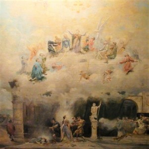 Detalle del boceto para la obra pintada en el crucero del templo de Santa Engracia, realizada por José Pallarés en 1896. Se conserva en el Alma Mater Museum. 